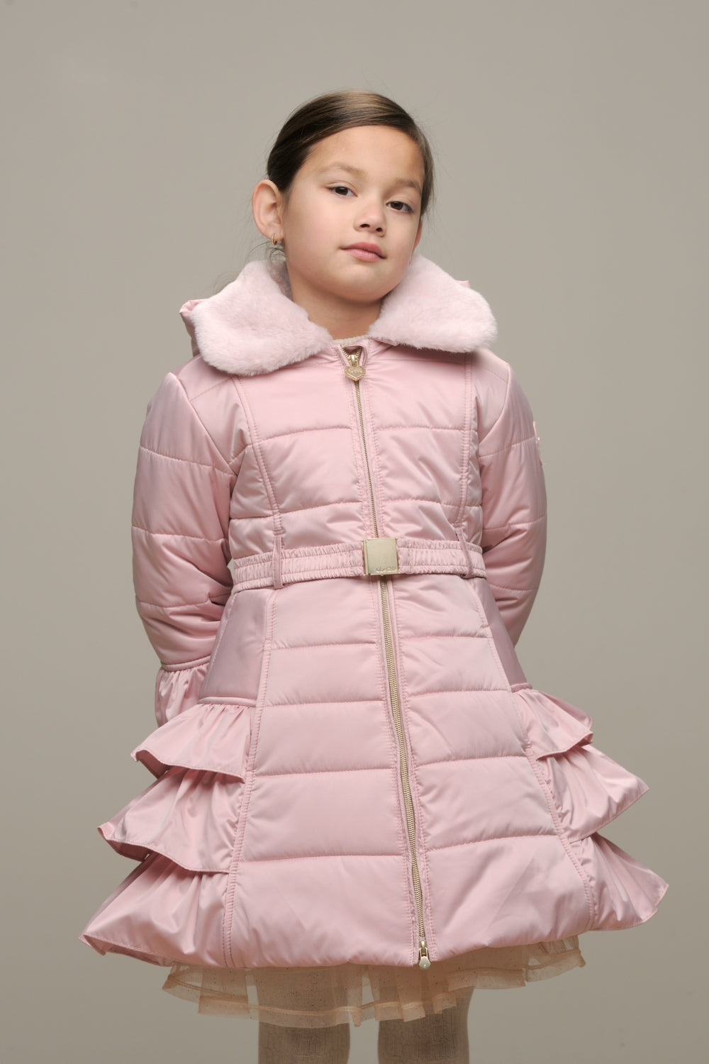 Girls ruffle coat on sale