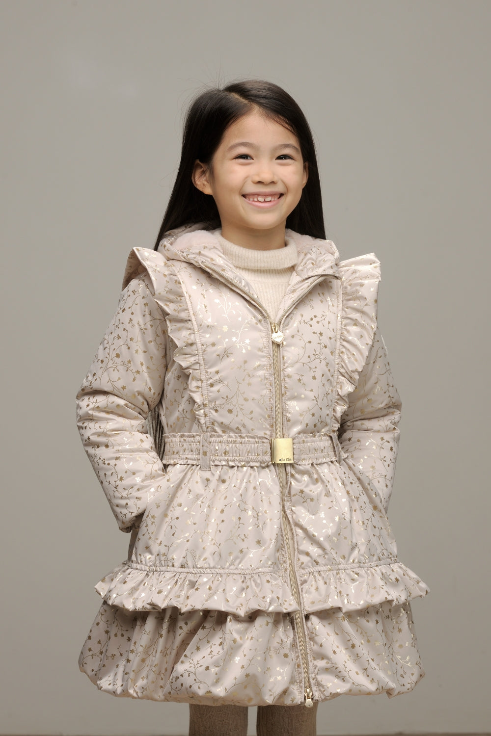 ♥ BANTALLE ♥ balloon-hem coat *Pearled Ivory &amp; Foil*