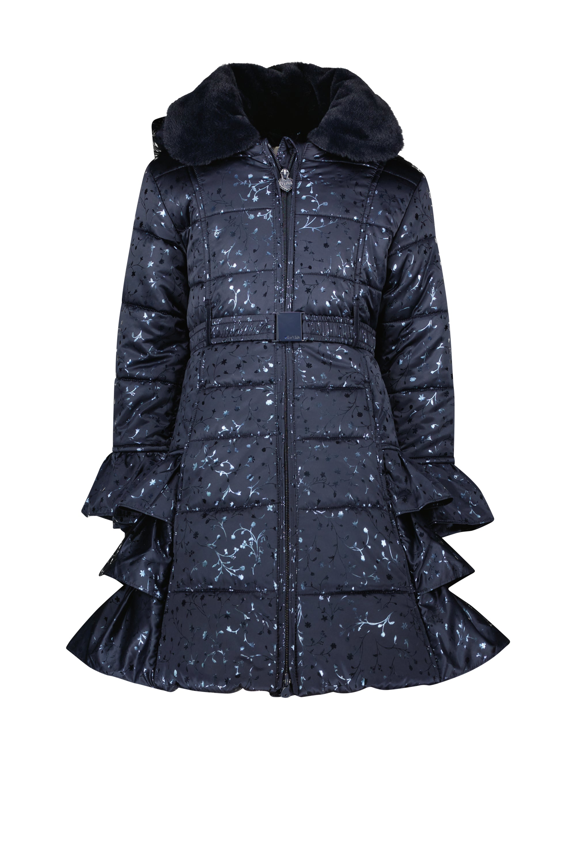 ♥ BOUQUET ♥ ruffle coat AOP *Blue Navy &amp; Foil*