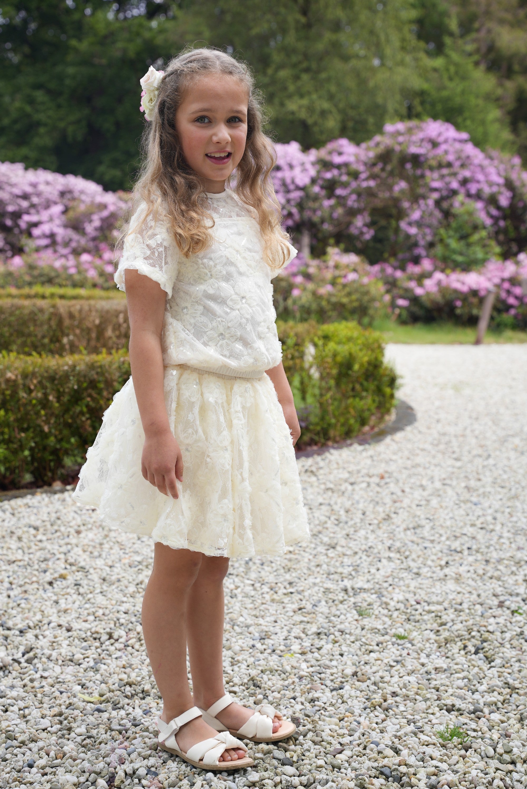 ♥TWILIGHT♥ flower-net skirt *Dreamy Creamy*